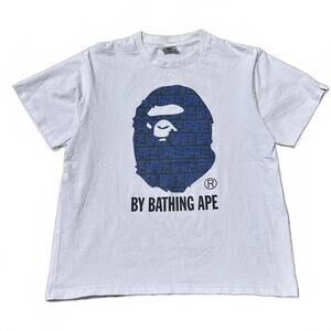 BAPE White Monogram Tee Blue Size Large Archive